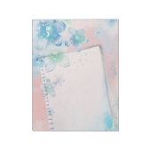  blauwe bloemen op roze achtergrond notitieblok (Gedraaid)