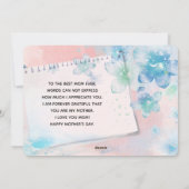 Blauwe Bloemen op Roze Moederdag Feestdagenkaart (Achterkant)