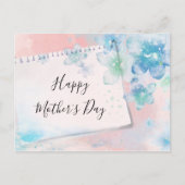 Blauwe Bloemen op Roze Moederdag Feestdagenkaart (Voorkant)