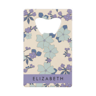 Blauwe bloemen, Paarse bloemen, Bloemen, Jouw naam Kredietkaart Flessenopener