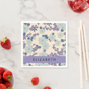 Blauwe bloemen, Paarse bloemen, Bloemen, Jouw naam Servet