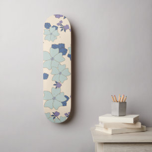 Blauwe bloemen, paarse bloemen, Floral Pattern Skateboard