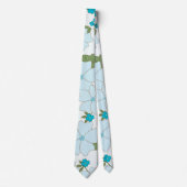 Blauwe bloemen, paarse bloemen, Floral Pattern Stropdas (Voorkant)