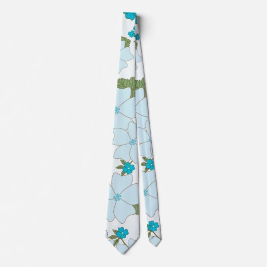 Blauwe bloemen, paarse bloemen, Floral Pattern Stropdas (Voorkant)