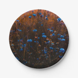 Blauwe bloemen papieren bordje