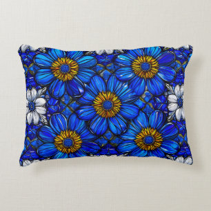 Blauwe bloemen patroon accent kussen