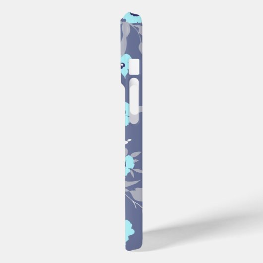 Blauwe Bloemen Patroon Monogram / Initiaal Case-Mate iPhone Case (Achterkant / Links)