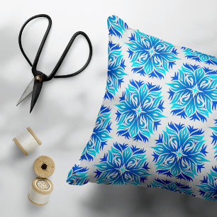 Blauwe bloemen, patroon van bloemen, bloemmotief accent kussen