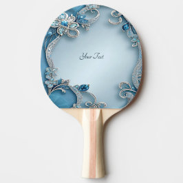 Blauwe  Bloemen Ping Pong Paddle Tafeltennisbatje