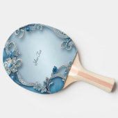 Blauwe Bloemen Ping Pong Paddle Tafeltennisbatje (Zijkant)