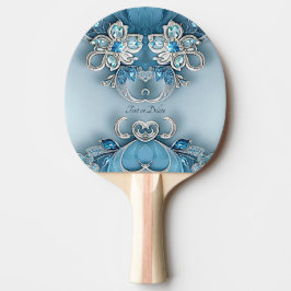 Blauwe  Bloemen Ping Pong Paddle Tafeltennisbatje