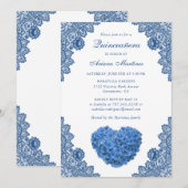 Blauwe Bloemen Quinceañera 15e Verjaardag Uitnodig Kaart (Voorkant / Achterkant)