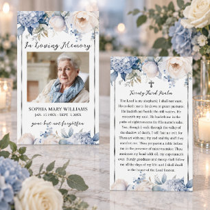 Blauwe Bloemen Rouw Herdenkings Gebeds Fotokaart Visitekaartje