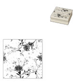 Blauwe bloemen 	rubberstempel (Gestempeld)