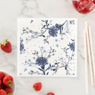 Blauwe bloemen servet