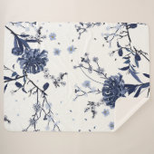 Blauwe bloemen sherpa deken (Voorkant (horizontaal))