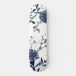 Blauwe bloemen skateboard