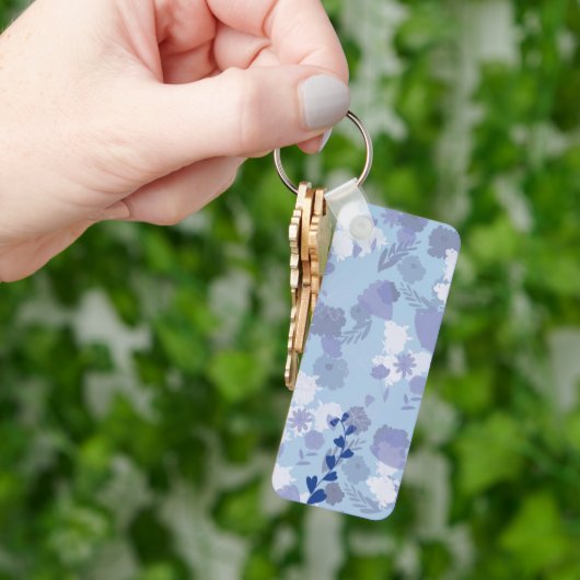 Blauwe bloemen sleutelhanger (Hand)
