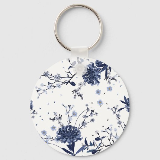 Blauwe bloemen sleutelhanger (Voorkant)