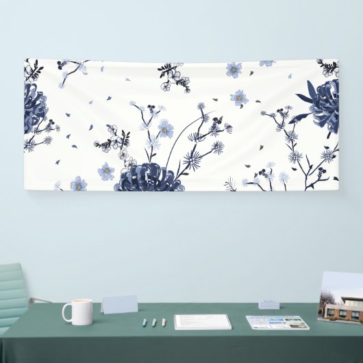 Blauwe bloemen spandoek (Beurs)