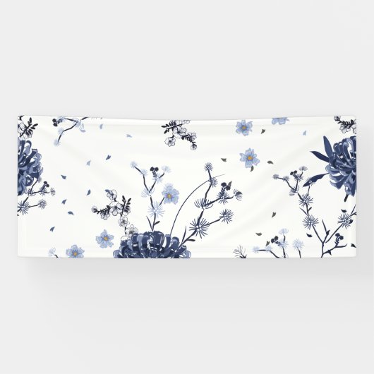 Blauwe bloemen spandoek (Horizontaal)