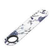 Blauwe bloemen speed flessenopener (Achterkant Gekanteld)