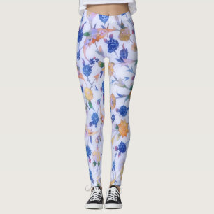 Blauwe Bloemen  Stijl Bloemen Art Leggings