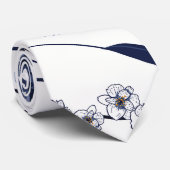 Blauwe bloemen stropdas (Opgerold)