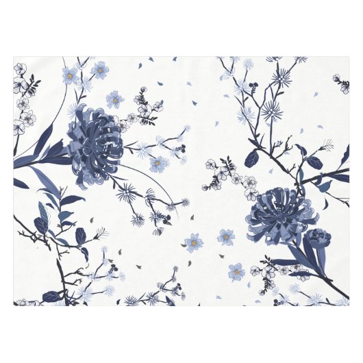 Blauwe bloemen tafelkleed (Voorkant (Horizontaal))