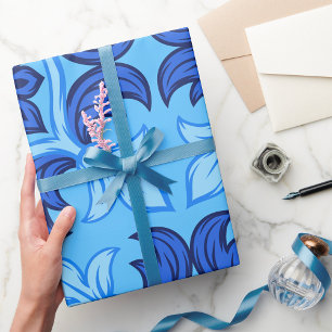 Blauwe Bloemen Tegel Patroon  Mediterraan Cadeaupapier