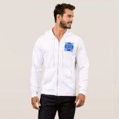 Blauwe Bloemen Tegel Patroon Mediterraan Hoodie (Voorkant volledig)
