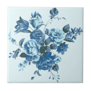 Blauwe bloemen - Tekenkunst Collectie -  Tegeltje