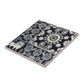 blauwe bloemen textiel tegeltje (Zijkant)