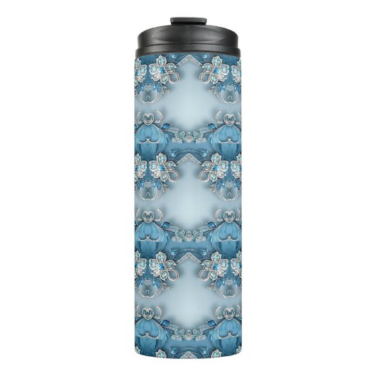 Blauwe Bloemen Thermische Tumbler Thermosbeker (Voorkant)