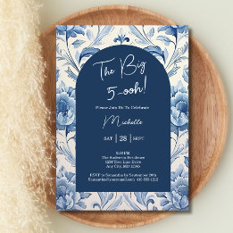 Blauwe Bloemen Toile 50e Verjaardag Chinoiserie Kaart