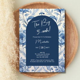 Blauwe Bloemen Toile 50e Verjaardag Chinoiserie Kaart