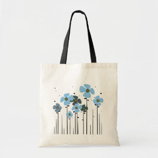 Blauwe bloemen tote bag