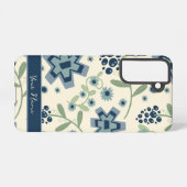 Blauwe bloemen Trendy gepersonaliseerd leuk plezie Samsung Galaxy Hoesje (Achterkant horizontaal)