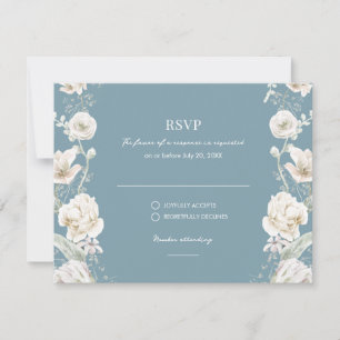 Blauwe Bloemen Tuin Huwelijk RSVP Kaartje