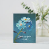 Blauwe Bloemen Vergeet me niet Groeten uit Alaska Briefkaart (Staand voorkant)