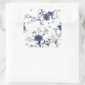 Blauwe bloemen vierkante sticker (Tas)