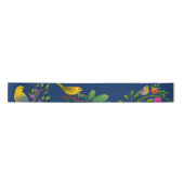 Blauwe bloemen vogel print lint (Voorkant)