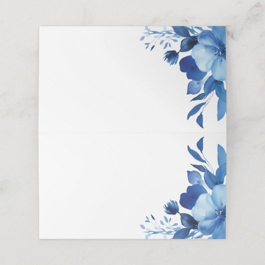 Blauwe Bloemen Waterverf BAT MITZVAH CUSTOM (Buitenkant ongevouwen)