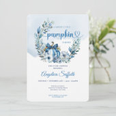 Blauwe Bloemen Waterverf Pompoen Doop Kaart (Staand voorkant)