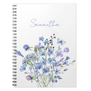 Blauwe Bloemen Waterverf Wildbloem Naam Notitieboek