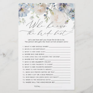 Blauwe Bloemen Wie kent Bruid De Beste Douche Spel