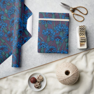 Blauwe bloemen, wilde bloemen cadeaupapier