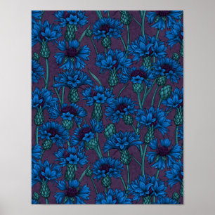 Blauwe bloemen, wilde bloemen poster