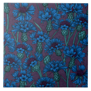 Blauwe bloemen, wilde bloemen tegeltje