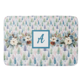 Blauwe bloemen winterbos badmat